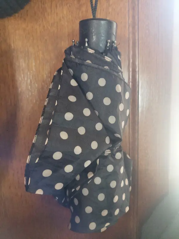 parapluie noir pois blanc